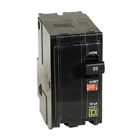 Square D Circuit Breaker, QO Series, 20A, 2 Pole, 120/240V AC, 10kA at 120/240V AC QO220CP